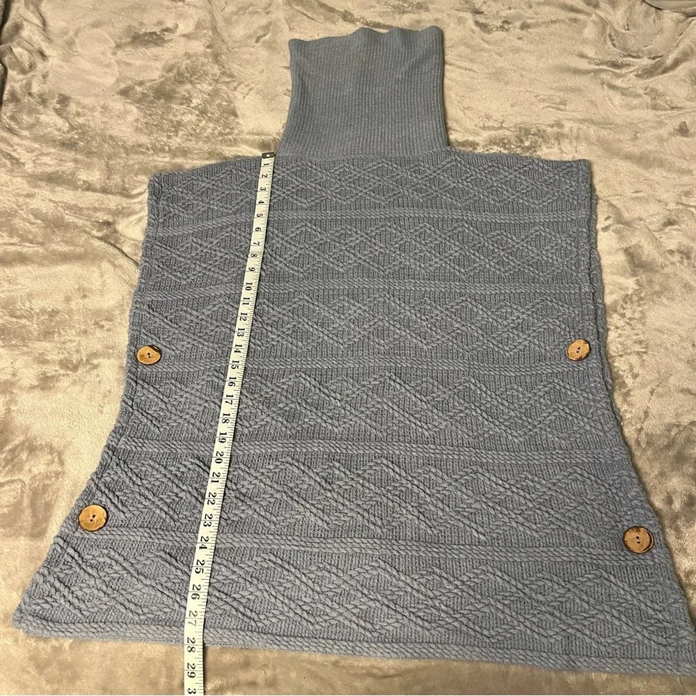Vintage Powder Blue Poncho Style Sweater, One Size - Picture 13 of 13